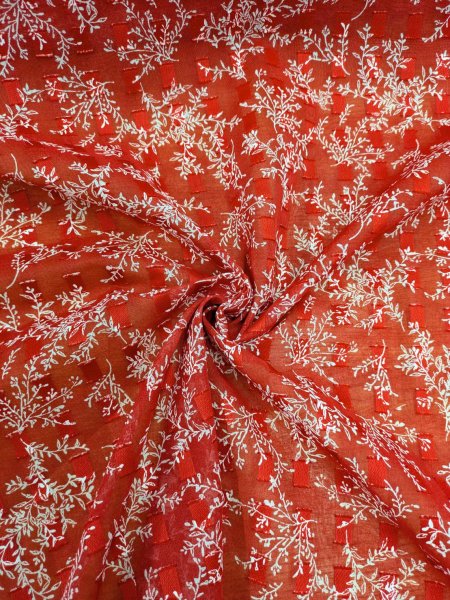 画像5: 生地：綿100％コシラカットプリント（レッド／アイボリー） (5)