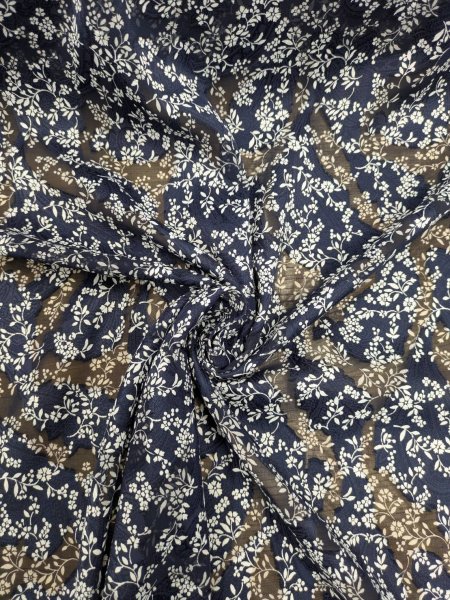 画像7: 生地：ポリエステル100％シフォンカットジャカード（紺×白） (7)