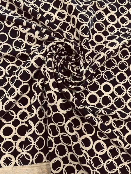 画像7: 生地：ポリエステル100％Newヴィーナスデシンリング柄（濃紺×ベージュ） (7)