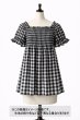 画像1: 生地：綿100％13mmブロックチェック（ブラック×オフ） (1)