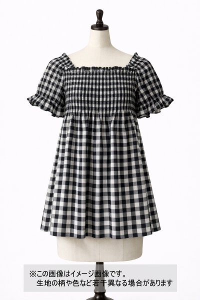 画像1: 生地：綿100％13mmブロックチェック（ブラック×オフ） (1)