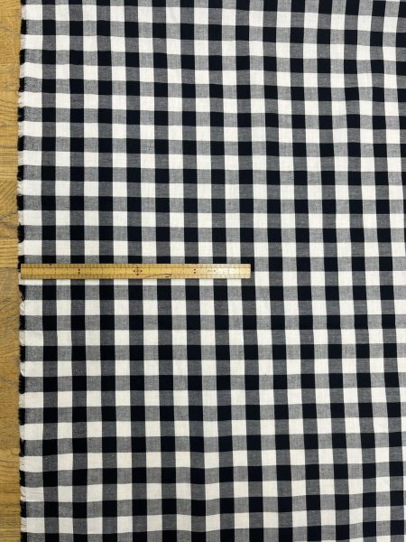 画像2: 生地：綿100％13mmブロックチェック（ブラック×オフ） (2)