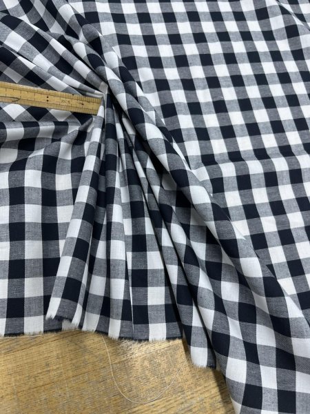 画像6: 生地：綿100％13mmブロックチェック（ブラック×オフ） (6)