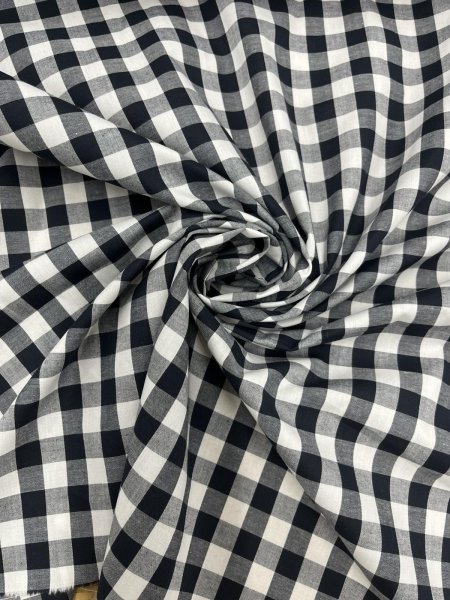画像7: 生地：綿100％13mmブロックチェック（ブラック×オフ） (7)