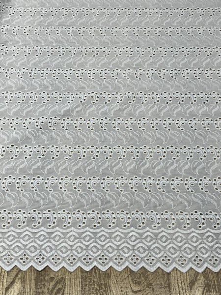 画像7: 生地：ポリ綿両耳スカラップ刺繍レース（白） (7)