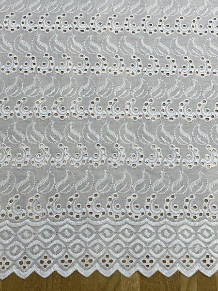 画像8: 生地：ポリ綿両耳スカラップ刺繍レース（白） (8)