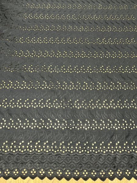 画像8: 生地：ポリ綿両耳スカラップ刺繍レース（黒） (8)