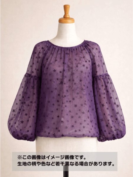 画像1: 生地：ポリエステル100％星柄フロッキーシフォン（ボルドー） (1)