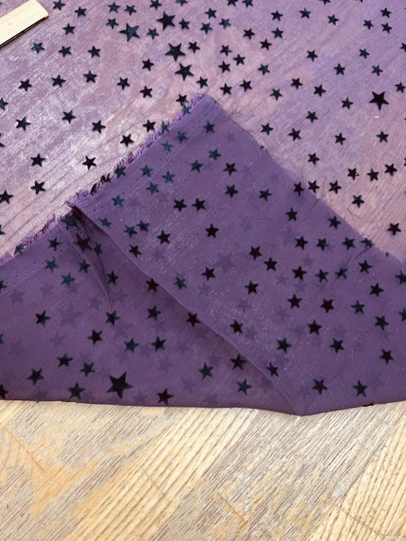 画像4: 生地：ポリエステル100％星柄フロッキーシフォン（ボルドー） (4)