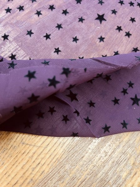 画像5: 生地：ポリエステル100％星柄フロッキーシフォン（ボルドー） (5)