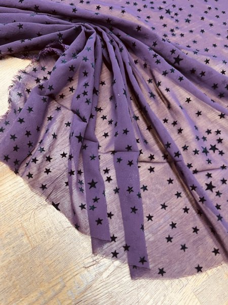 画像8: 生地：ポリエステル100％星柄フロッキーシフォン（ボルドー） (8)