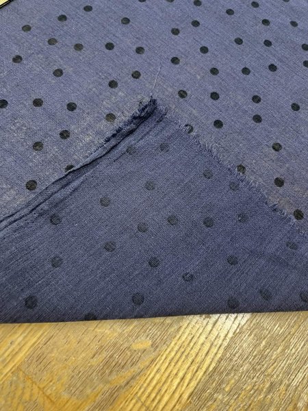 画像4: 生地：ポリエステル100％リネンライクドットプリント（ネイビー） (4)