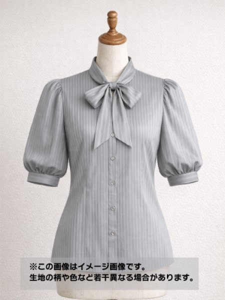 画像1: 生地：ポリストレッチサテンストライプ（グレー） (1)