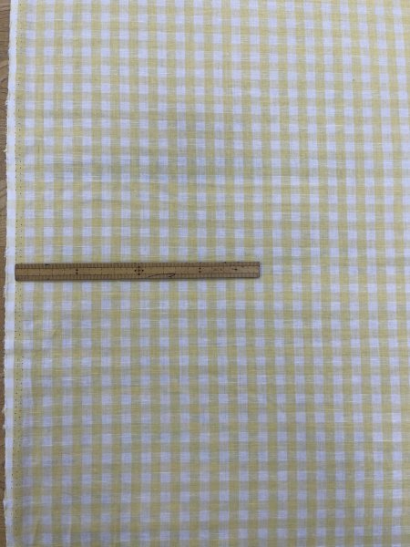 画像2: 生地：綿100％ 先染めギンガムチェック（レモン） (2)