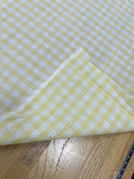 画像4: 生地：綿100％ 先染めギンガムチェック（レモン） (4)