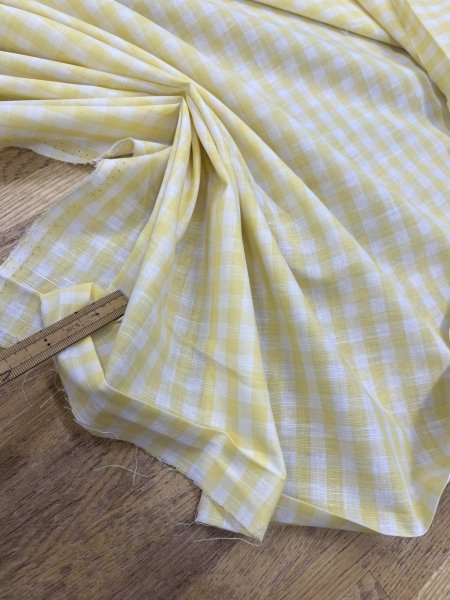 画像6: 生地：綿100％ 先染めギンガムチェック（レモン） (6)