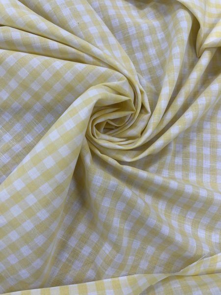 画像7: 生地：綿100％ 先染めギンガムチェック（レモン） (7)