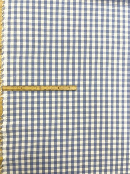 画像2: 生地：綿100％ 先染めギンガムチェック（水色） (2)