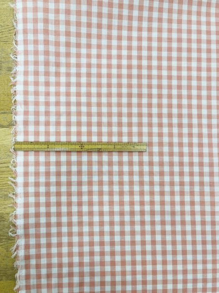 画像2: 生地：綿100％ 先染めギンガムチェック（ピーチピンク） (2)
