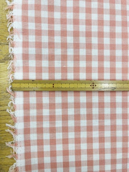 画像3: 生地：綿100％ 先染めギンガムチェック（ピーチピンク） (3)