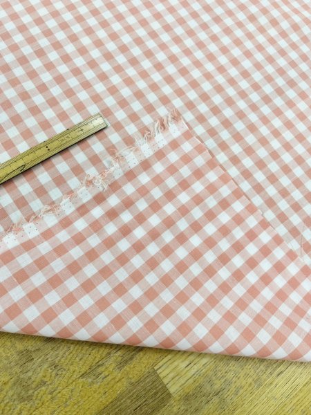 画像4: 生地：綿100％ 先染めギンガムチェック（ピーチピンク） (4)