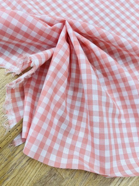 画像6: 生地：綿100％ 先染めギンガムチェック（ピーチピンク） (6)