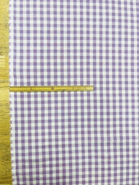 画像2: 生地：綿100％ 先染めギンガムチェック（ラベンダー） (2)