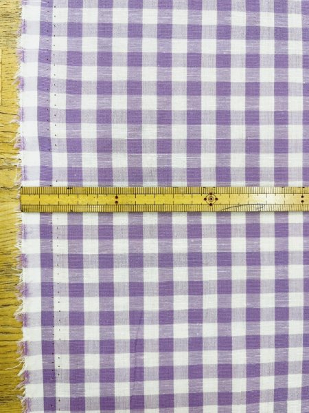 画像3: 生地：綿100％ 先染めギンガムチェック（ラベンダー） (3)