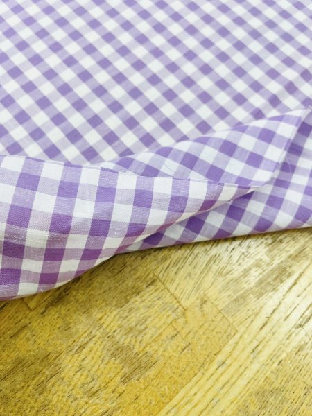 画像5: 生地：綿100％ 先染めギンガムチェック（ラベンダー） (5)