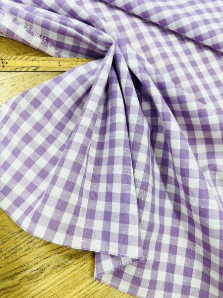 画像6: 生地：綿100％ 先染めギンガムチェック（ラベンダー） (6)