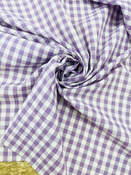 画像7: 生地：綿100％ 先染めギンガムチェック（ラベンダー） (7)