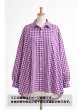 画像1: 生地：綿100％ 先染めギンガムチェック（グレープ） (1)