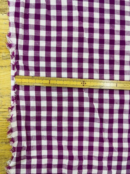 画像3: 生地：綿100％ 先染めギンガムチェック（グレープ） (3)