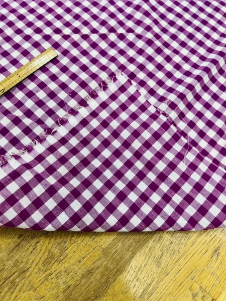 画像4: 生地：綿100％ 先染めギンガムチェック（グレープ） (4)