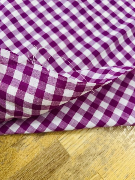 画像5: 生地：綿100％ 先染めギンガムチェック（グレープ） (5)