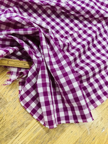 画像6: 生地：綿100％ 先染めギンガムチェック（グレープ） (6)