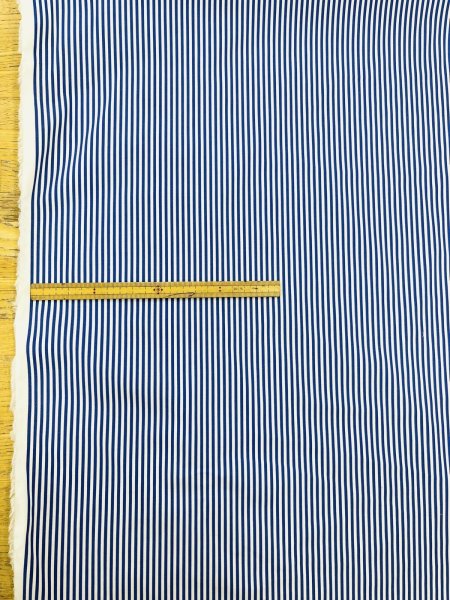 画像2: 生地：綿100％ 2.5mm先染めストライプ（白／ネイビーブルー） (2)