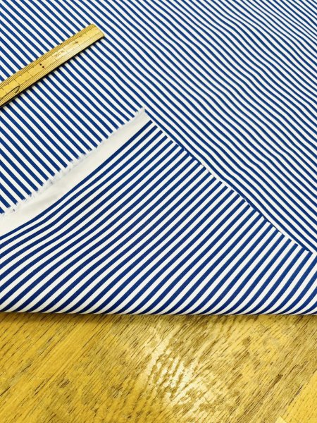 画像4: 生地：綿100％ 2.5mm先染めストライプ（白／ネイビーブルー） (4)