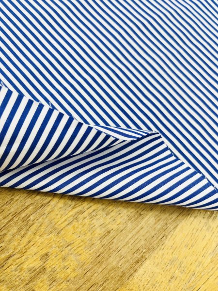 画像5: 生地：綿100％ 2.5mm先染めストライプ（白／ネイビーブルー） (5)