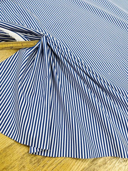 画像6: 生地：綿100％ 2.5mm先染めストライプ（白／ネイビーブルー） (6)