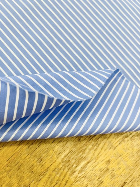 画像5: 生地：綿100％ 先染めストライプ（ブルー×ホワイト） (5)