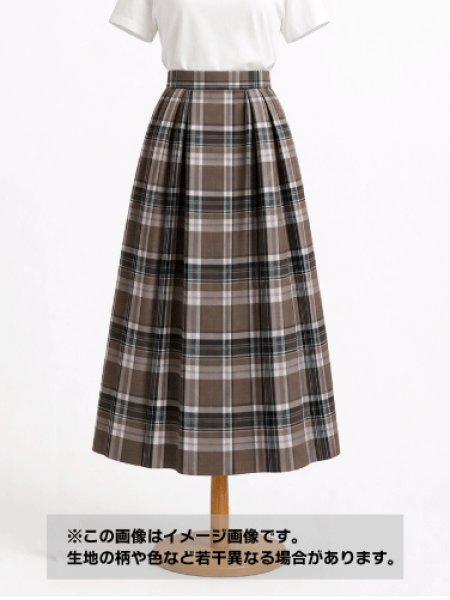 画像1: 生地：ポリエステルチェック／平織（茶×オフ×ピンク） (1)