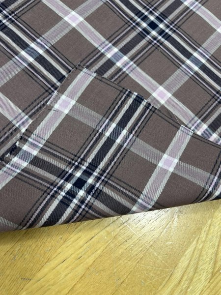 画像4: 生地：ポリエステルチェック／平織（茶×オフ×ピンク） (4)