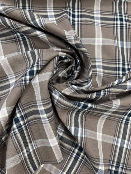 画像6: 生地：ポリエステルチェック／平織（茶×オフ×ピンク） (6)