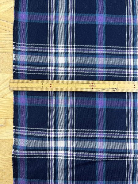 画像4: 生地：ポリエステルチェック／平織（紺×生成り×パープル） (4)