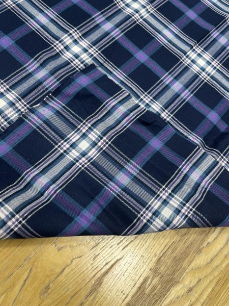 画像3: 生地：ポリエステルチェック／平織（紺×生成り×パープル） (3)