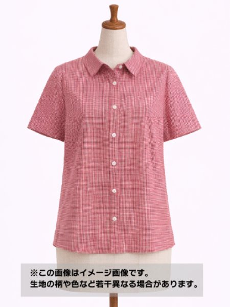 画像1: 生地：綿100％ 極小ギンガムチェック（ホワイト×レッド） (1)