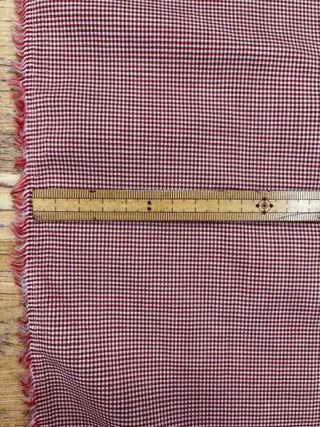 画像3: 生地：綿100％ 極小ギンガムチェック（ホワイト×レッド） (3)