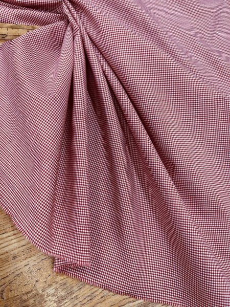 画像6: 生地：綿100％ 極小ギンガムチェック（ホワイト×レッド） (6)