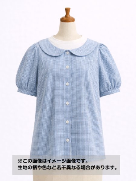 画像1: 生地：綿100％ 極小ギンガムチェック（ホワイト×ブルー） (1)